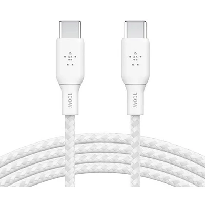 Câble d'alimentation tissé USB-C à USB-C de 3 m (10 pi) BoostCharge de Belkin (CAB014bt3MWH) - Blanc