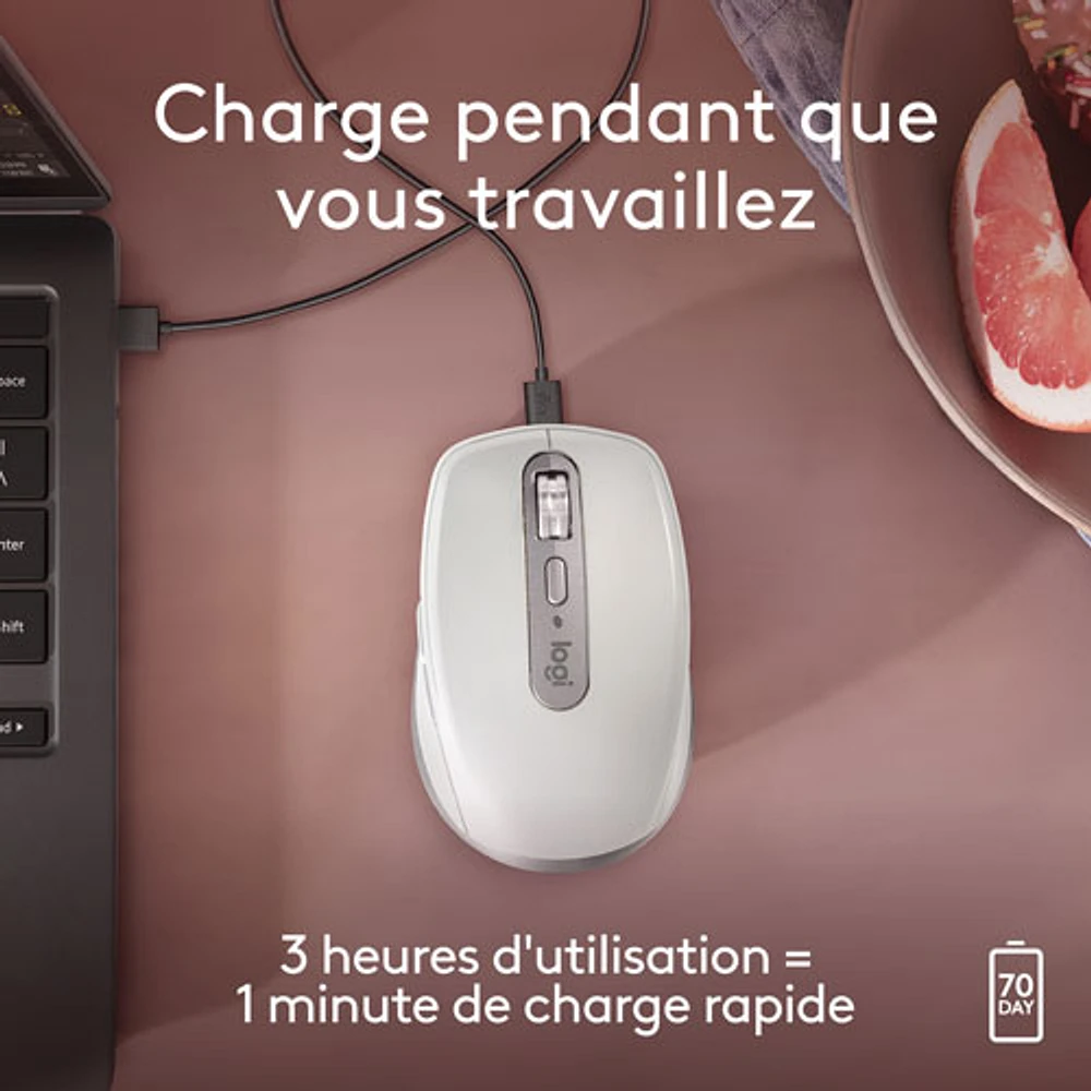 Souris compacte sans fil Darkfield MX Anywhere 3S de Logitech pour Mac - Gris pâle - Exclusivité de Best Buy