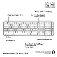Logitech MX Keys S Wireless Backlit Keyboard for Mac/Ipad - Pale Grey - Only at Best Buy