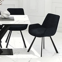 Chaise de salle à manger moderne en tissu Signy - Ensemble de 2 - Noir