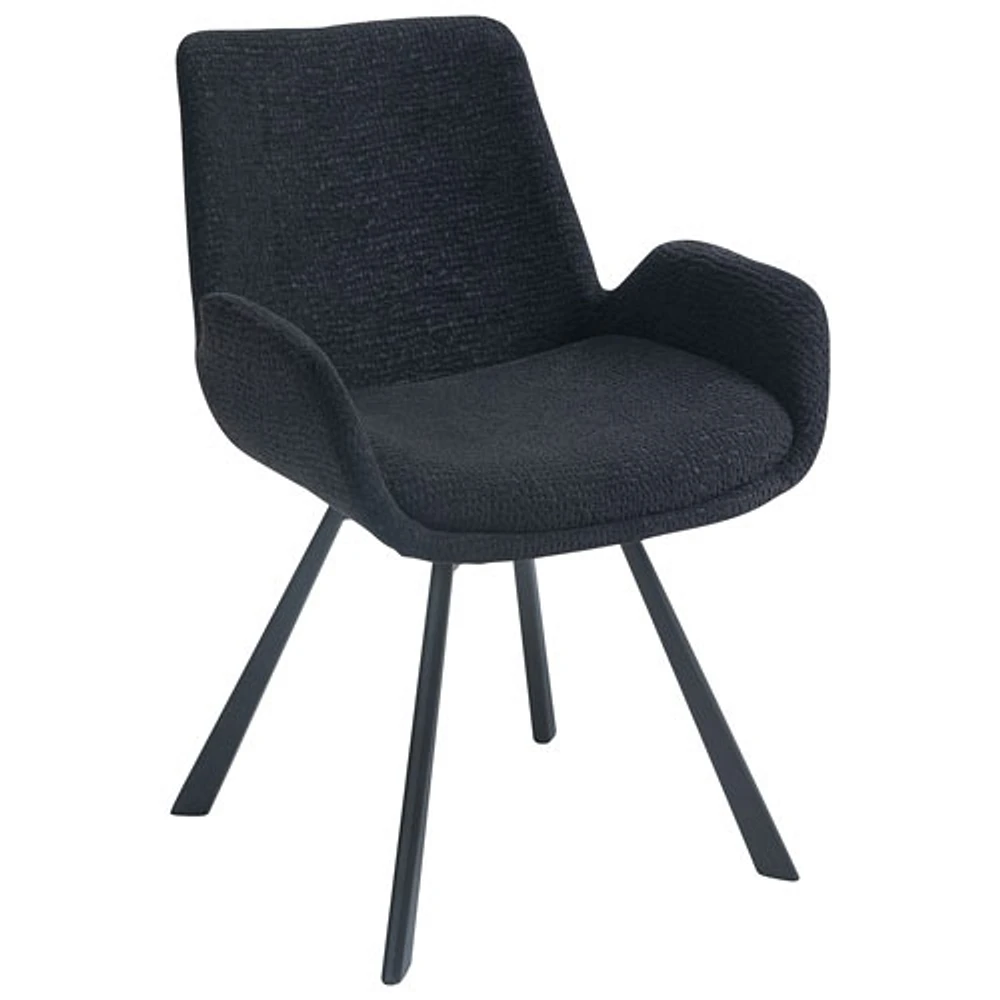 Chaise de salle à manger moderne en tissu Signy - Ensemble de 2 - Noir