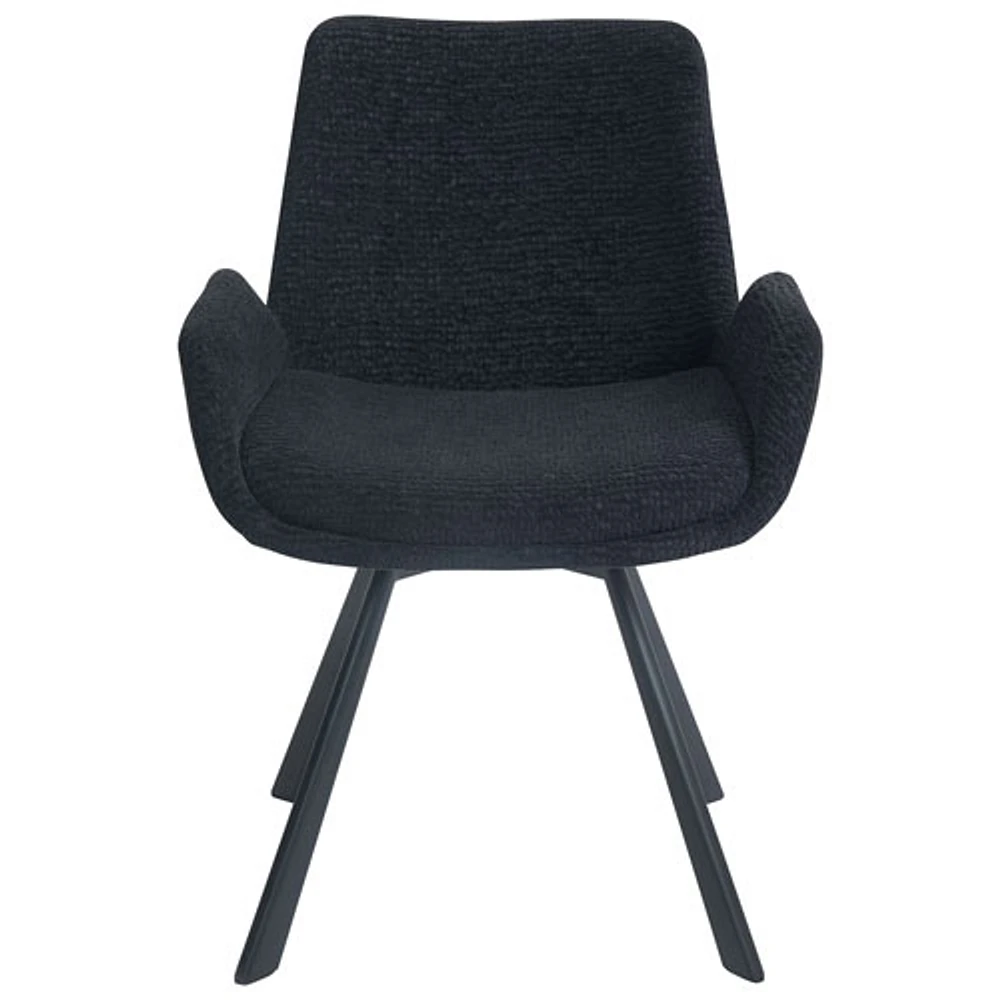 Chaise de salle à manger moderne en tissu Signy - Ensemble de 2 - Noir