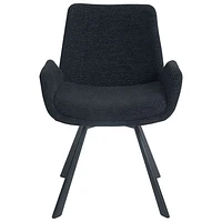Chaise de salle à manger moderne en tissu Signy - Ensemble de 2 - Noir