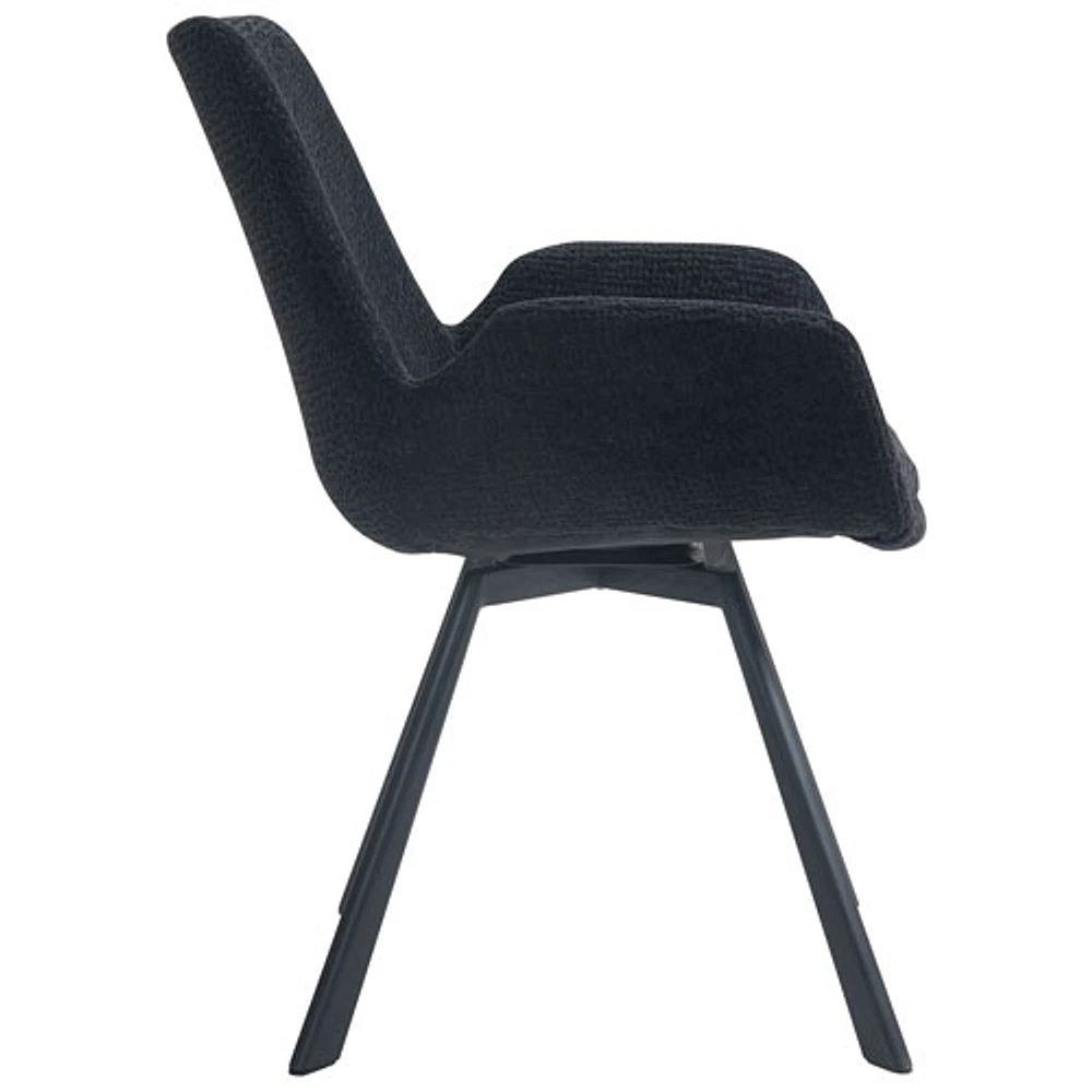 Chaise de salle à manger moderne en tissu Signy - Ensemble de 2 - Noir