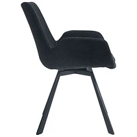 Chaise de salle à manger moderne en tissu Signy - Ensemble de 2 - Noir