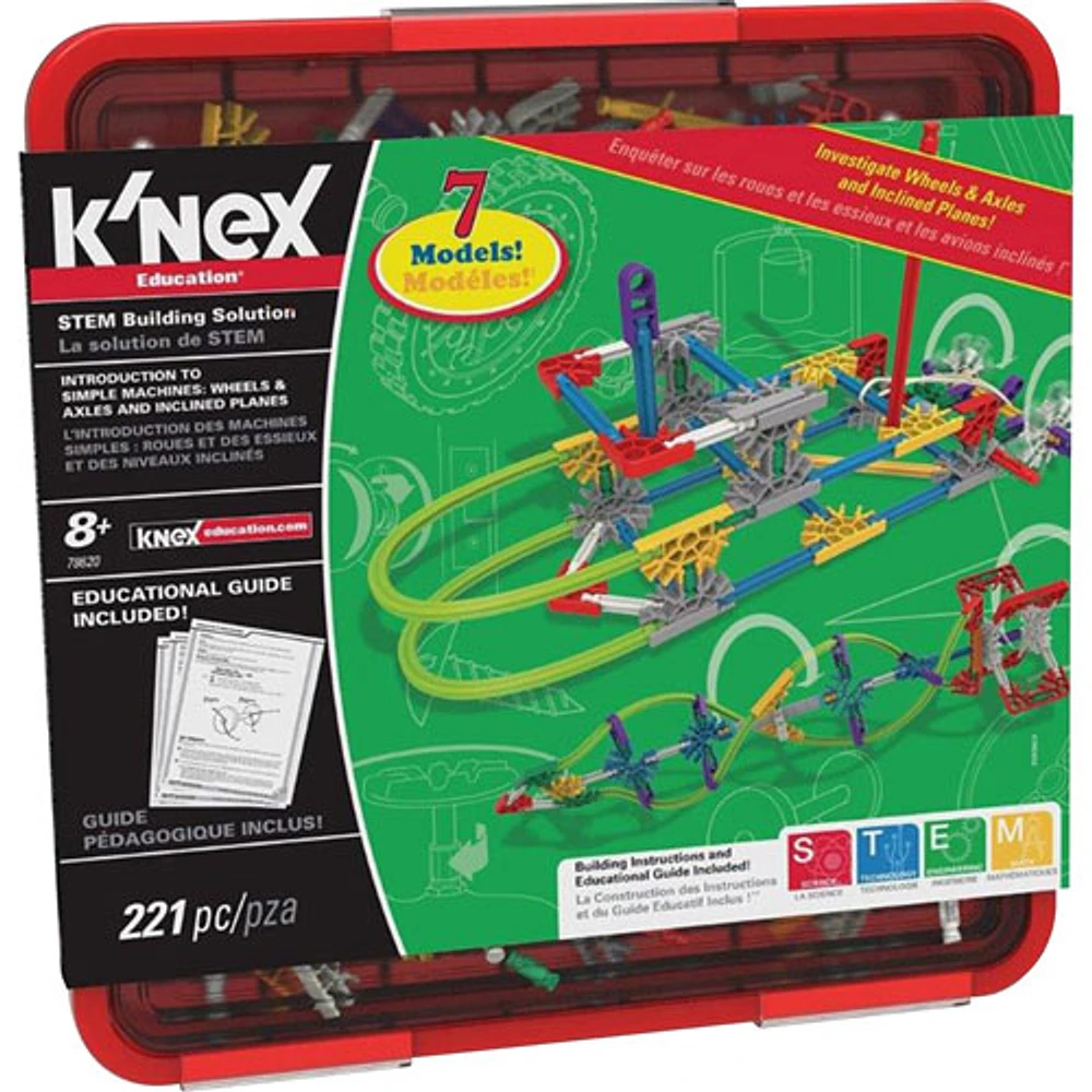 K’NEX Education Intro to Simple Machines: Wheels, Axles, and Inclined Planes Set - 221 Pieces (78620)
