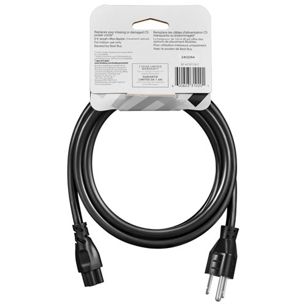 Cordon d'alimentation Clover Leaf C5 de Best Buy Essentials 2 m (6 pi) (BE-HC5PC24-C) - Noir
