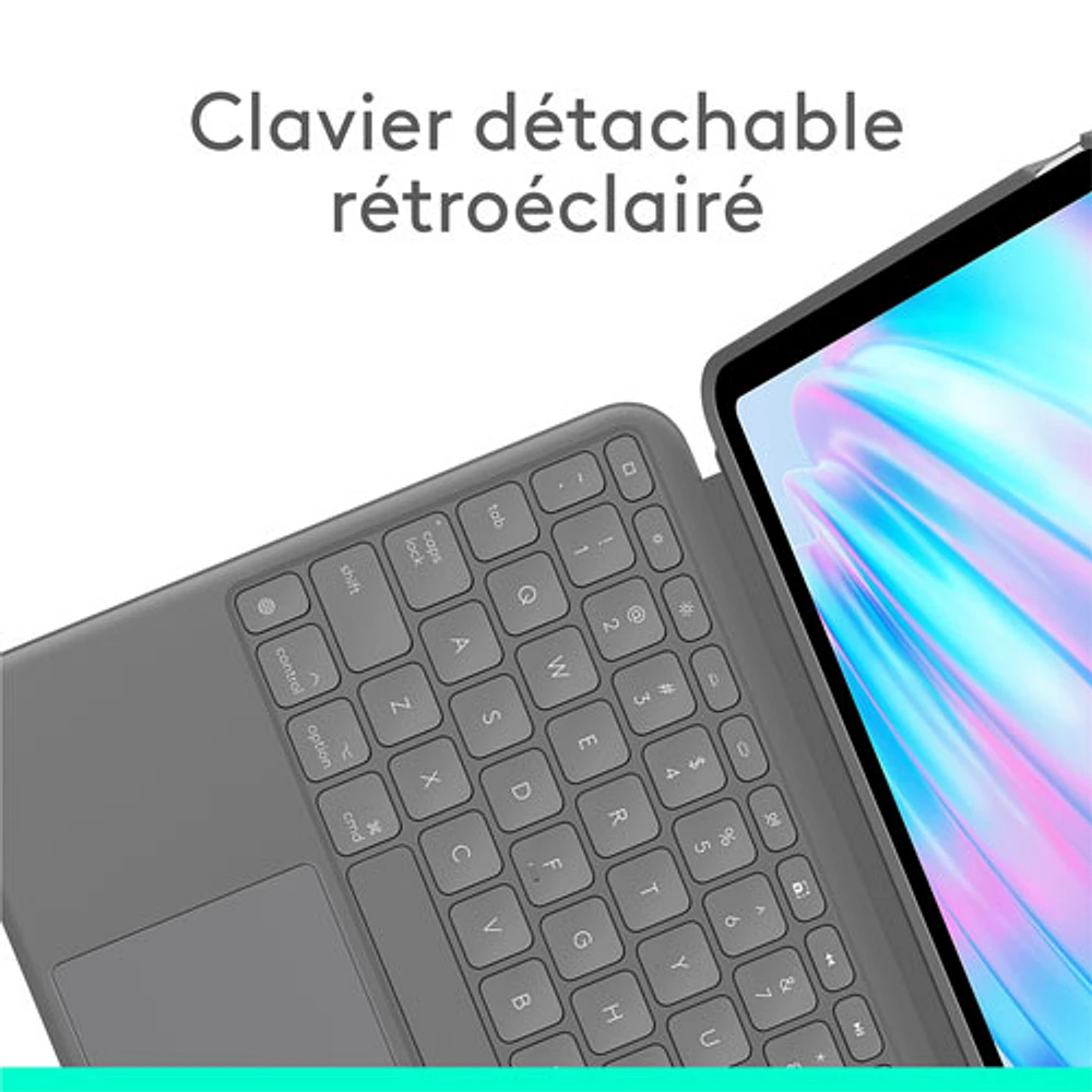 tui-clavier Combo Touch de Logitech avec pavé pour iPad Air po (M2 et M3), iPad Air (5e gén.) - Gris Oxford