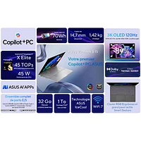ASUS Vivobook S 15 OLED 15.6" Laptop - Cool Silver (Snapdragon X Elite/32GB RAM/1TB SSD)