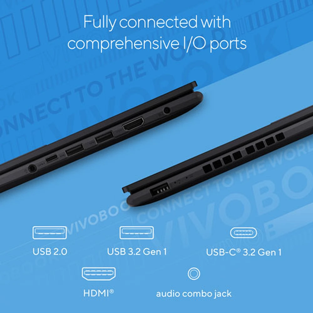 Portable de 16 po VivoBook d'ASUS - Noir (Core i7-1355U d'Intel/RAM 16 Go/SSD 1 To/Windows 11) - Anglais