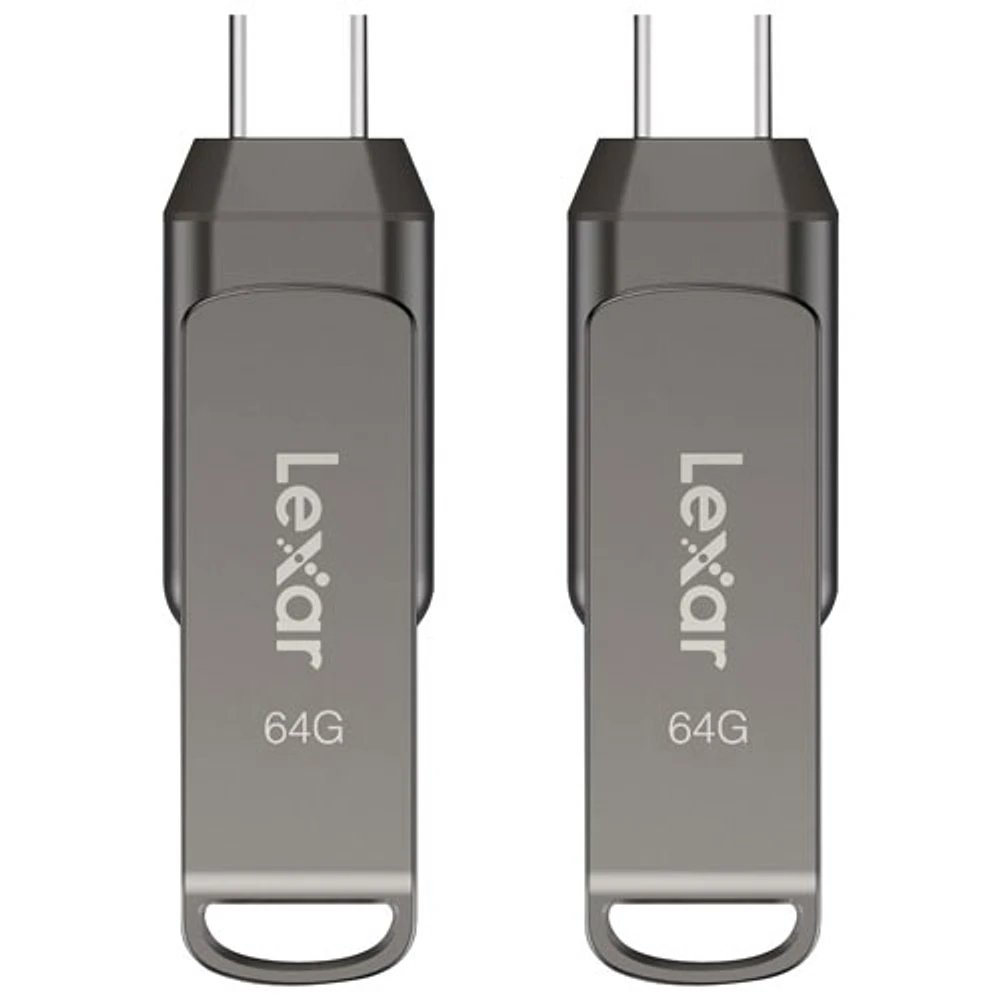 Clé USB 3.1 + USB-C Jump Drive Dual Drive D400 de 64 Go de Lexar - Ensemble de 2