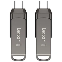 Clé USB 3.1 + USB-C Jump Drive Dual Drive D400 de 64 Go de Lexar - Ensemble de 2