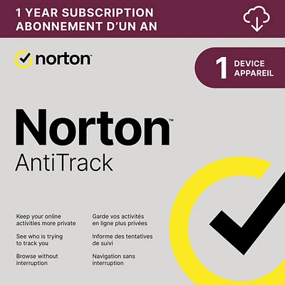 Norton AntiTrack (PC/Mac/iOS/Android) - 1 appareil - 1 an - Téléchargement numérique