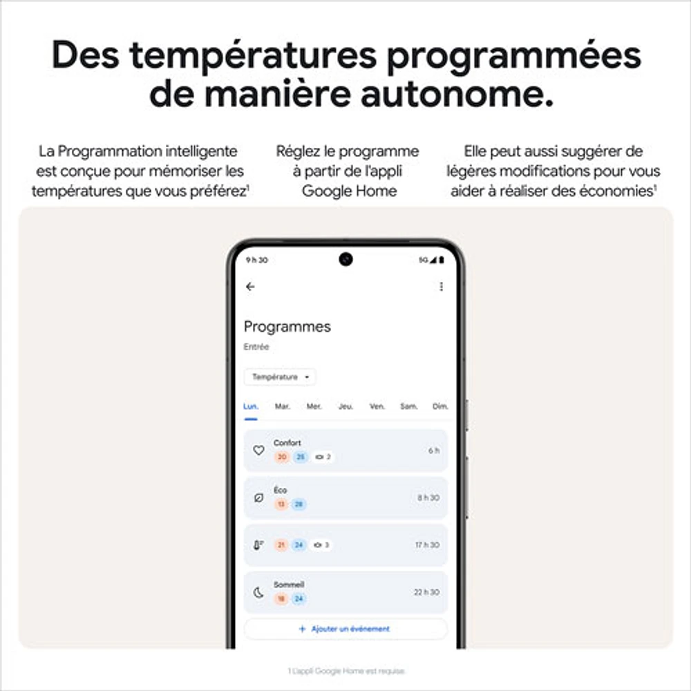 Thermostat intelligent Wi-Fi Nest Learning de Google (4e génération) - Argent poli