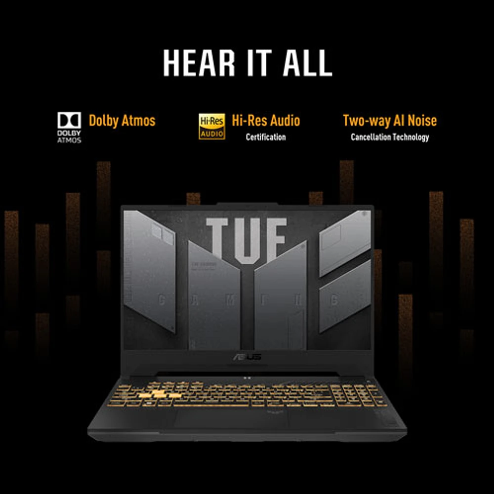 Portable de jeu 15,6 po TUF Gaming F15 d'ASUS - Gris (Ci7-12700H Intel/RAM 16 Go/SSD 512 Go/GeForce RTX 3050) - Anglais