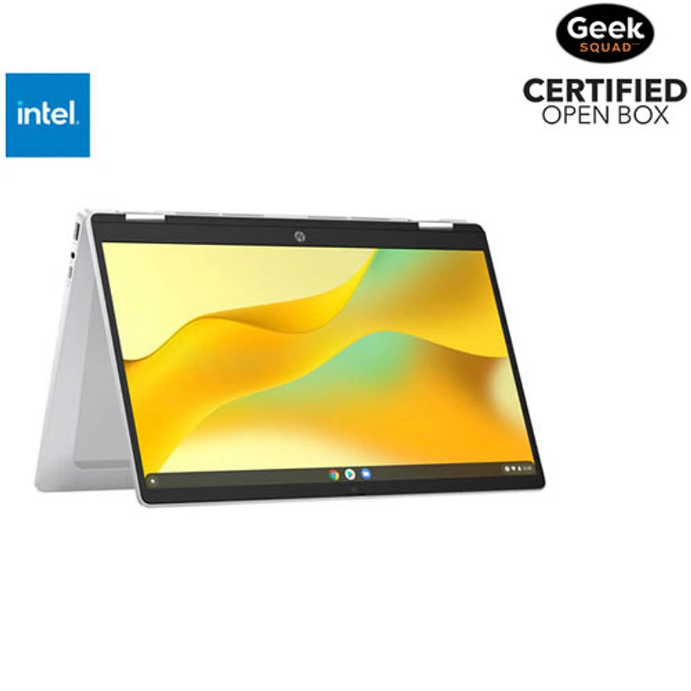 Boîte ouverte - Chromebook x360 de 14 po de HP - Argenté glacier (N100 série N d'Intel/128 Go/RAM 4 Go/ChromeOS)