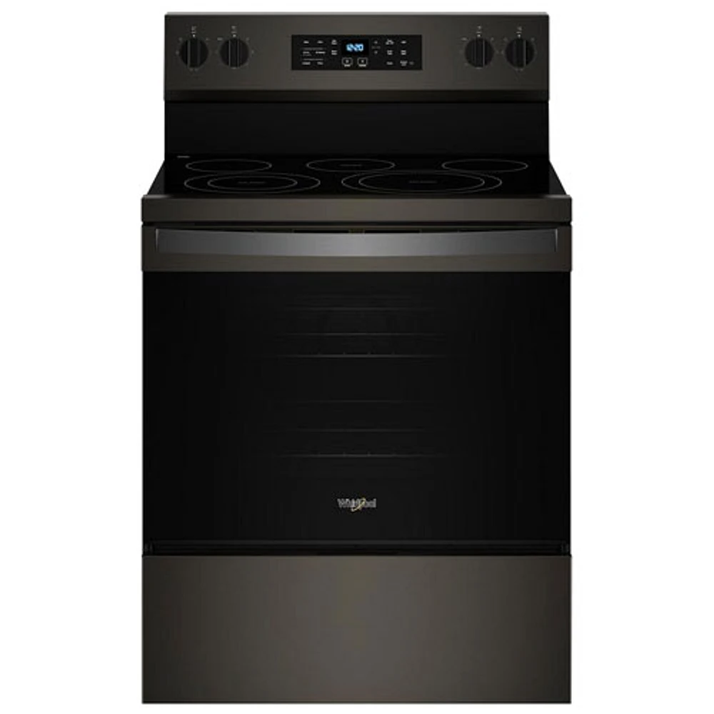 Cuisinière électrique avec convection par ventilateur et friture à l'air chaud 5,3 pi³ 30 po de Whirlpool (YWFES5030RV) - Noir sur inox