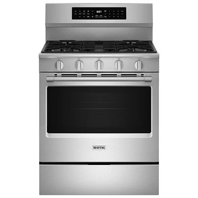 Cuisinière au gaz autonome de 30 po à 5 brûleurs et four autonettoyant de 5 pi³ de GE (MFGS8030RZ) - Inox