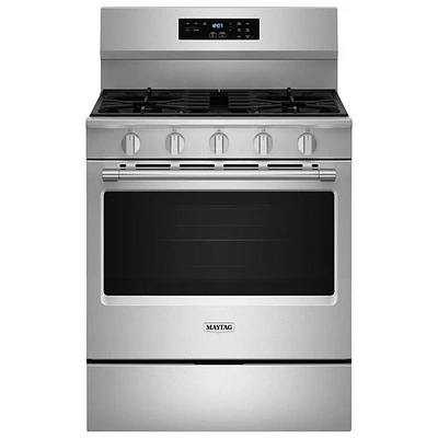 Cuisinière au gaz autonome 30 po avec 5 brûleurs, friture air four, ventilateur à convection et four de 5 pi³ Maytag (MFGS6030RZ) - Inox