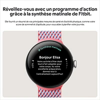 Montre Pixel Watch 3 (LTE + GPS) 45 mm de Google avec boîtier en aluminium vert lichen mat et bracelet sport vert lichen