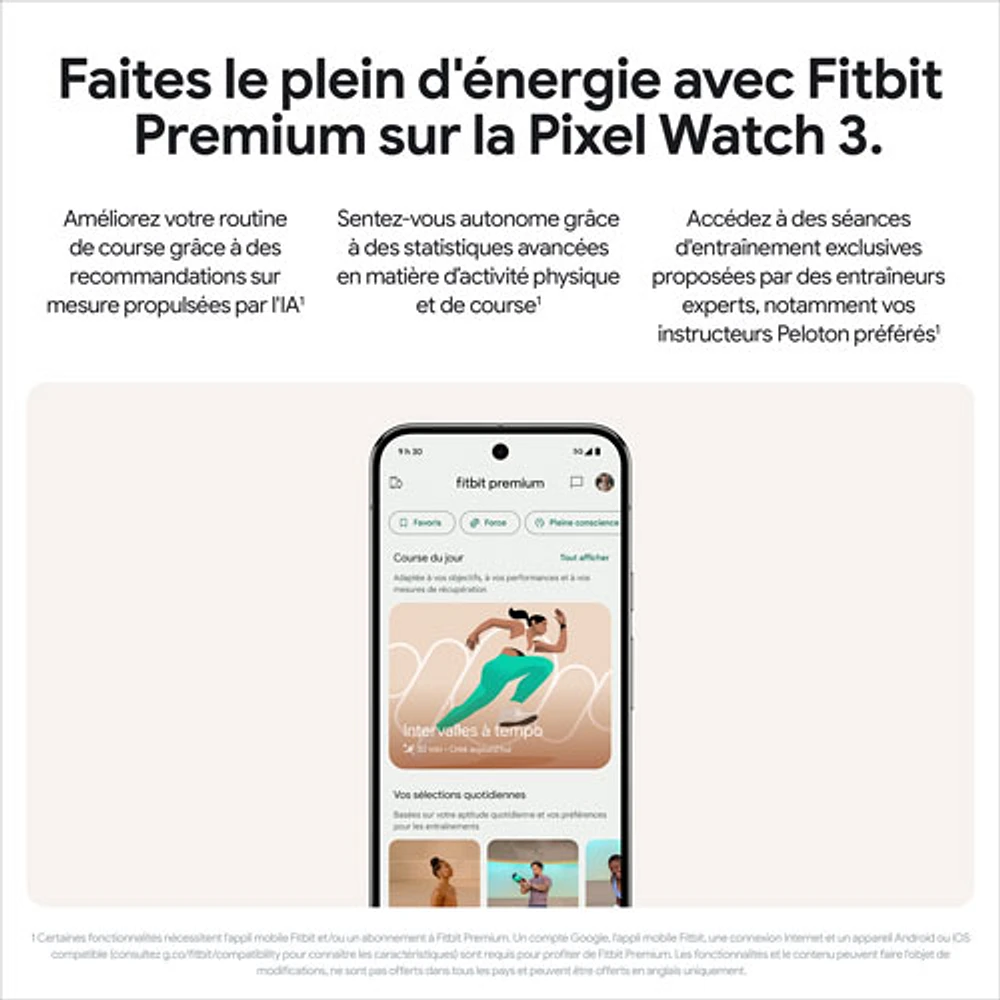 Montre Pixel Watch 3 (LTE + GPS) 45 mm de Google avec boîtier en aluminium vert lichen mat et bracelet sport vert lichen