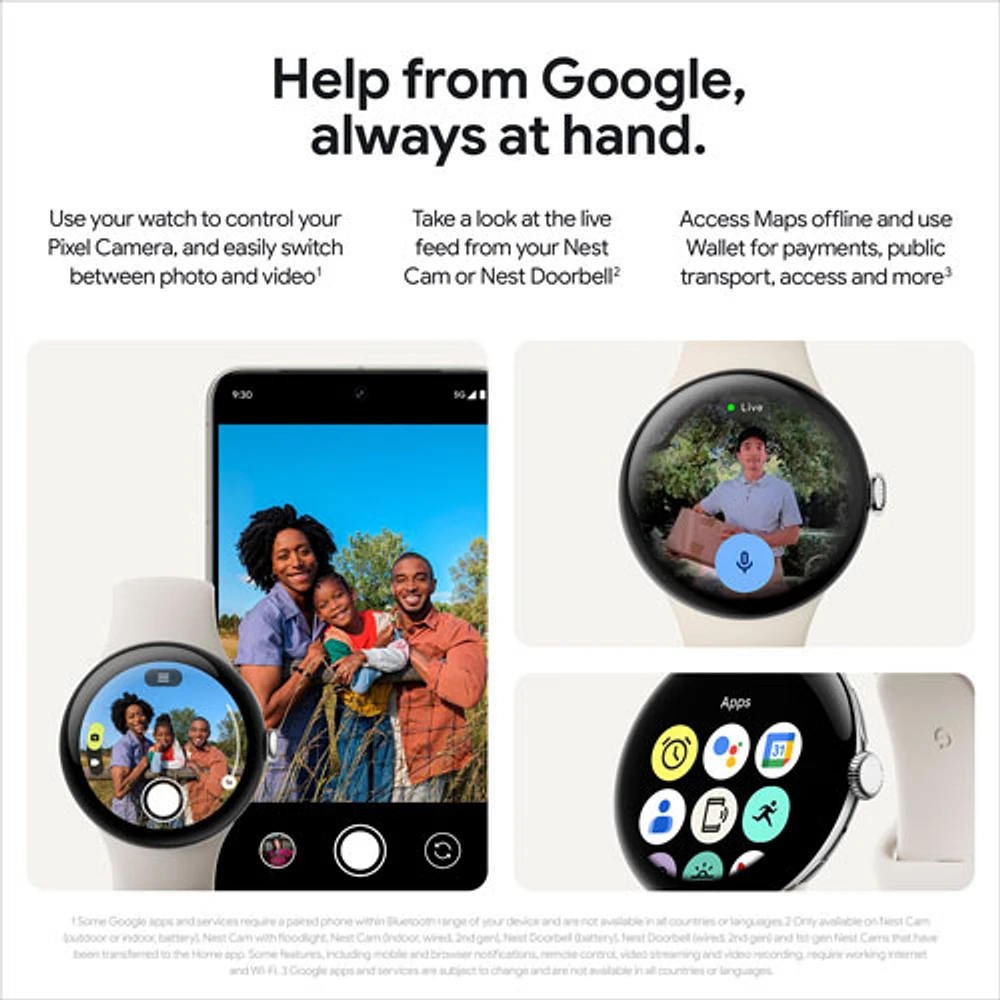 Montre Pixel Watch 3 (LTE + GPS) 45 mm de Google avec boîtier en aluminium vert lichen mat et bracelet sport vert lichen