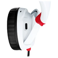 Casque d'écoute supra-auriculaire 100 % sans fil à isolation sonore Cloud Mini de HyperX - Blanc/Rouge