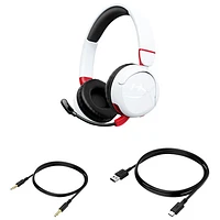 Casque d'écoute supra-auriculaire 100 % sans fil à isolation sonore Cloud Mini de HyperX - Blanc/Rouge