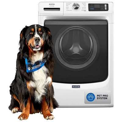 Laveuse à vapeur à chargement frontal haute efficacité 5,8 pi³ Pet Pro de Maytag (MFW7020RW) - Blanc
