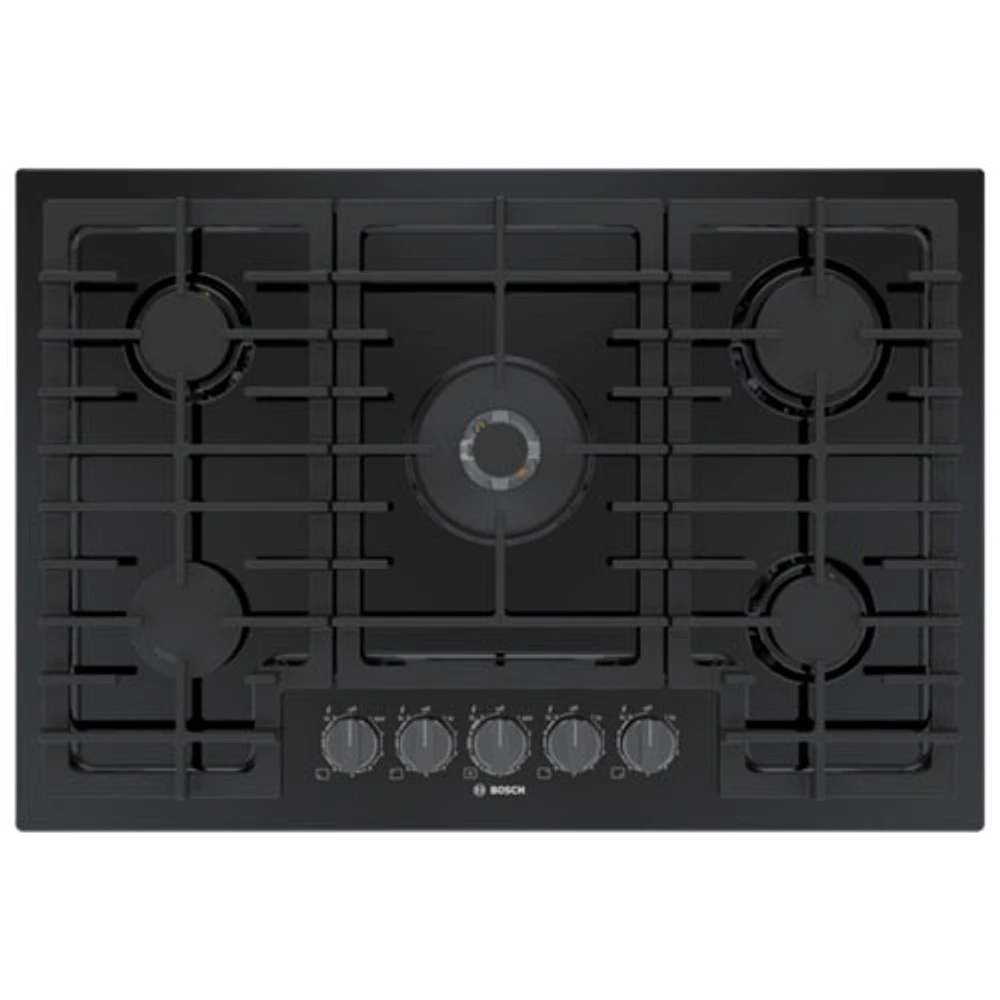 Surface de cuisson au gaz à 5 brûleurs de 30 po de Bosch (NGM8049UC) - Noir