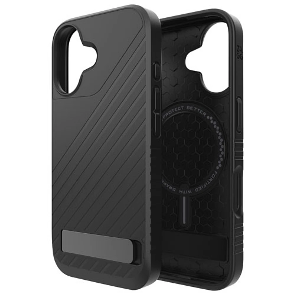 Étui rigide ajusté Denali Snap de ZAGG avec béquille pour iPhone 16 - Noir