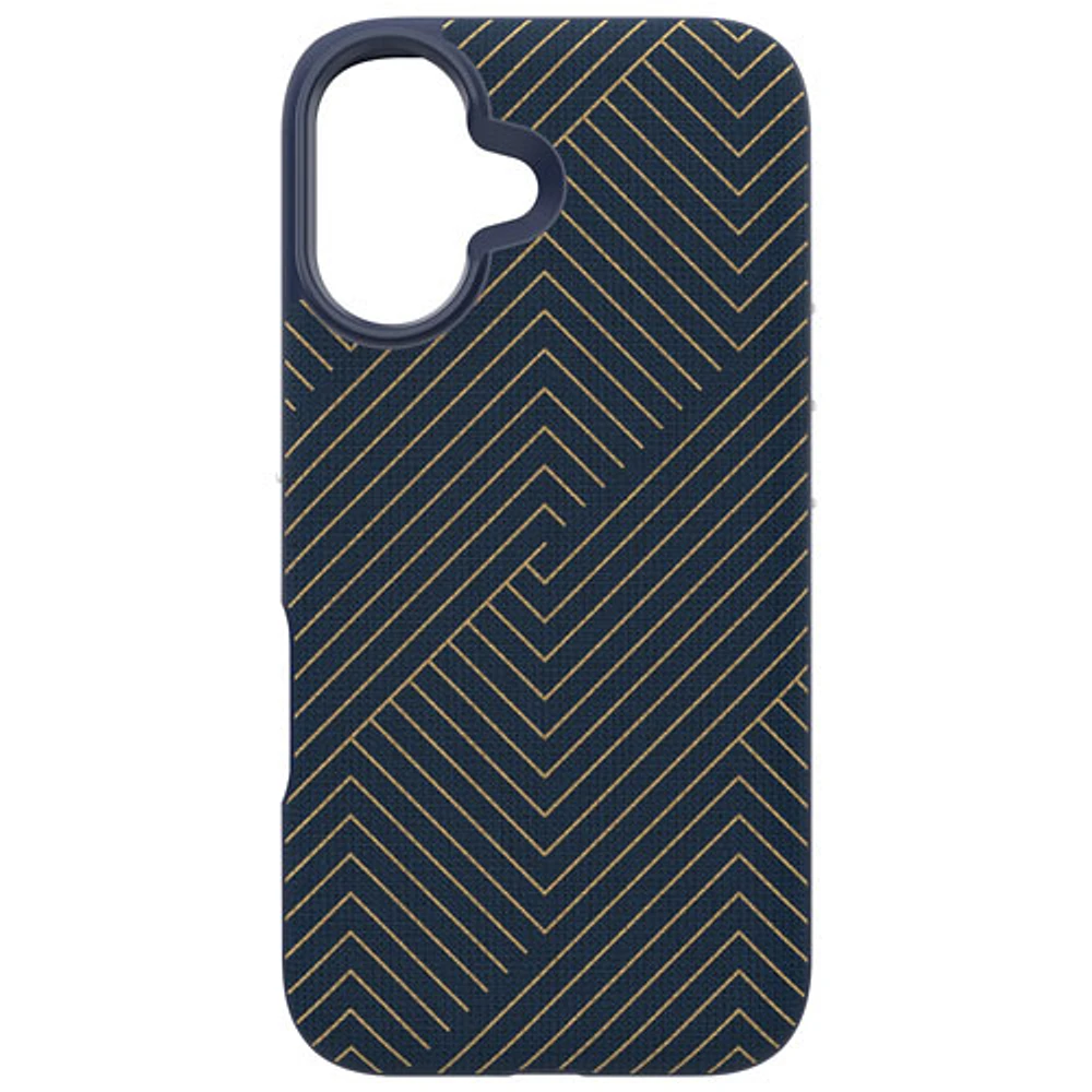Étui rigide ajusté London Snap de ZAGG avec MagSafe pour iPhone 16 - Bleu marine/Doré