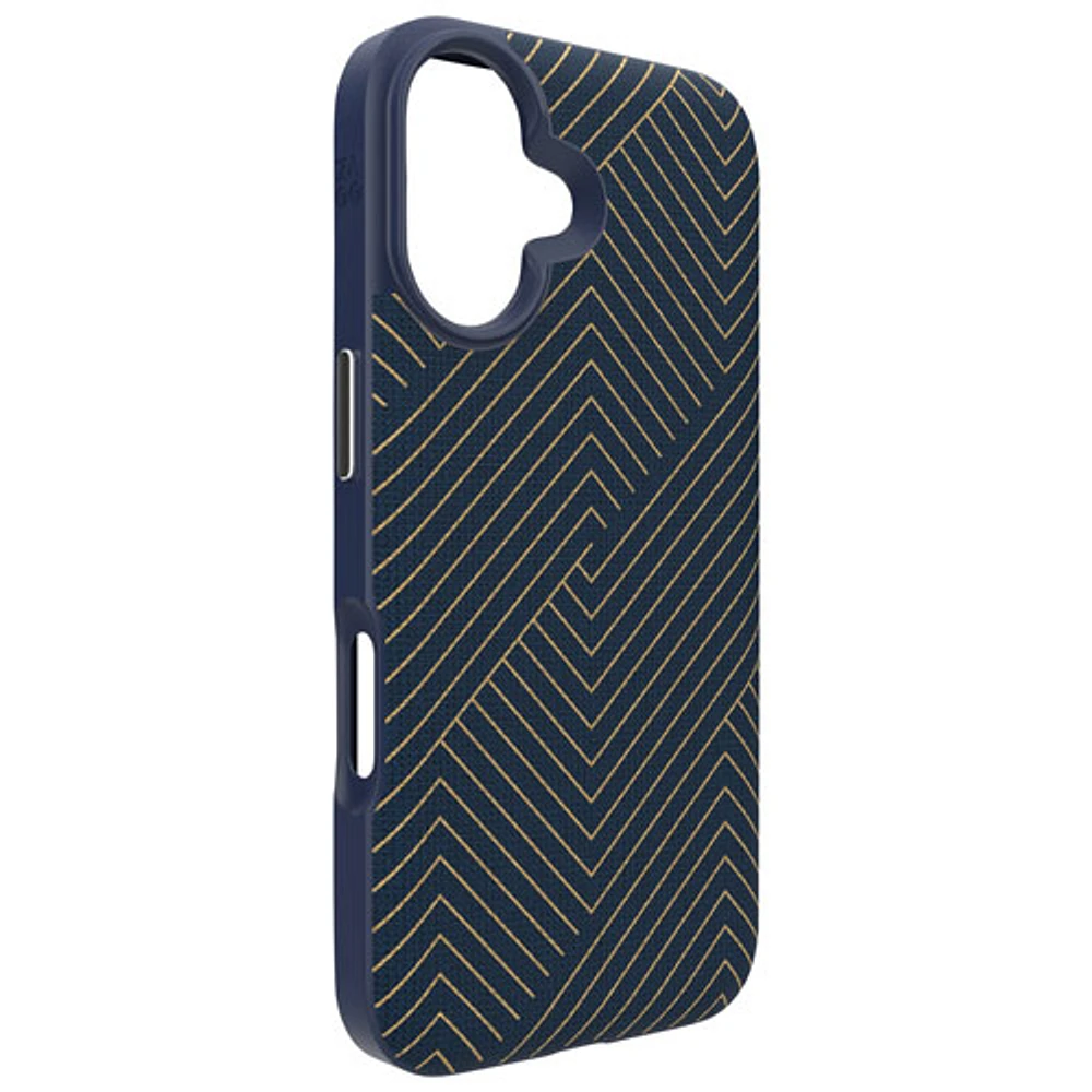 Étui rigide ajusté London Snap de ZAGG avec MagSafe pour iPhone 16 - Bleu marine/Doré