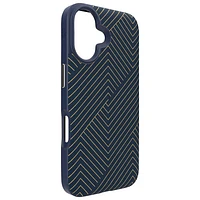 Étui rigide ajusté London Snap de ZAGG avec MagSafe pour iPhone 16 - Bleu marine/Doré