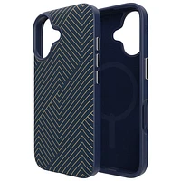 Étui rigide ajusté London Snap de ZAGG avec MagSafe pour iPhone 16 - Bleu marine/Doré