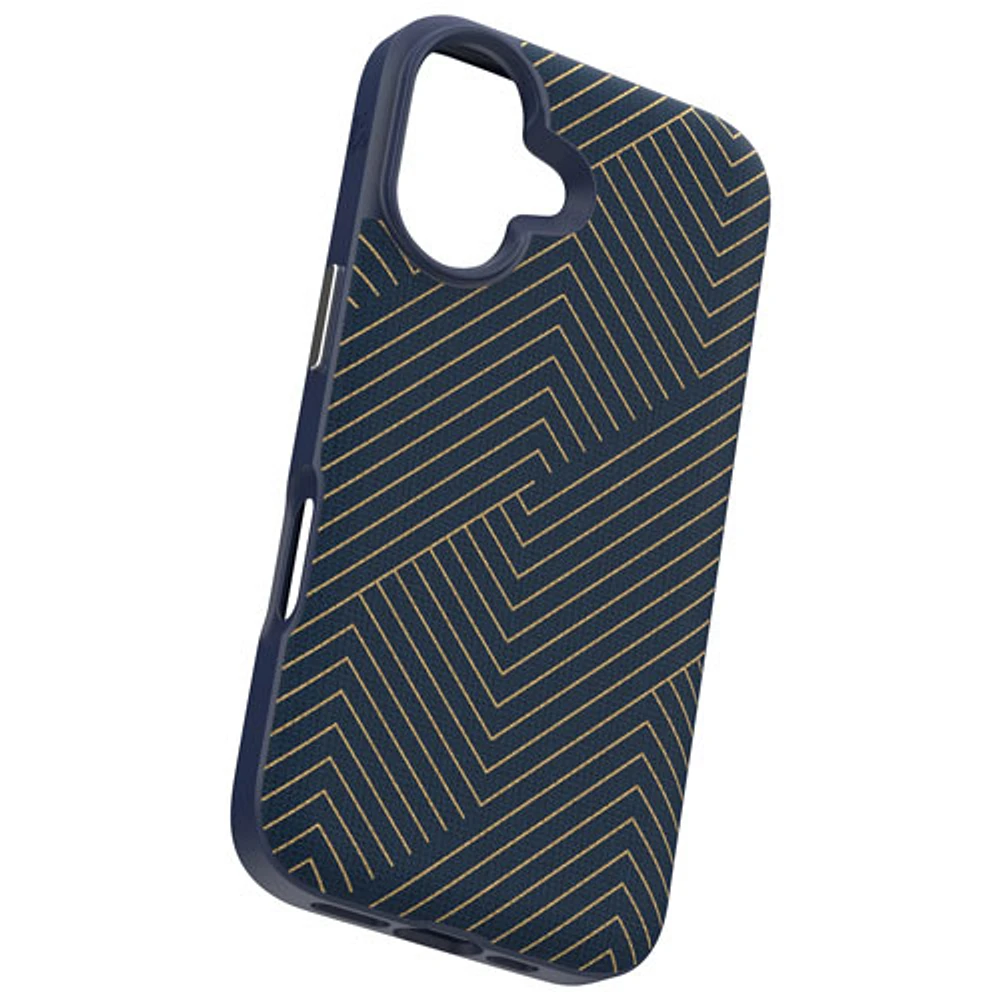 Étui rigide ajusté London Snap de ZAGG avec MagSafe pour iPhone 16 - Bleu marine/Doré