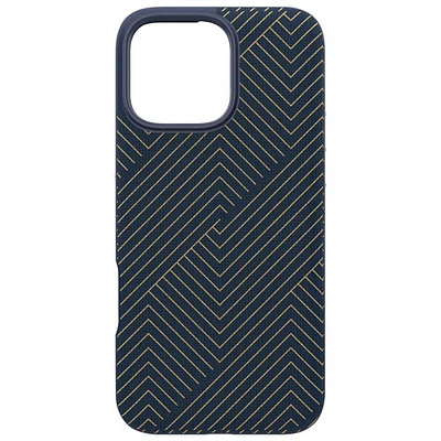 Étui rigide ajusté London Snap de ZAGG avec MagSafe pour iPhone 16 Pro Max - Bleu marine/Doré