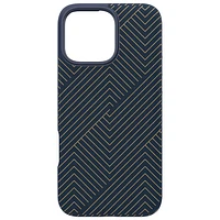 Étui rigide ajusté London Snap de ZAGG avec MagSafe pour iPhone 16 Pro Max - Bleu marine/Doré