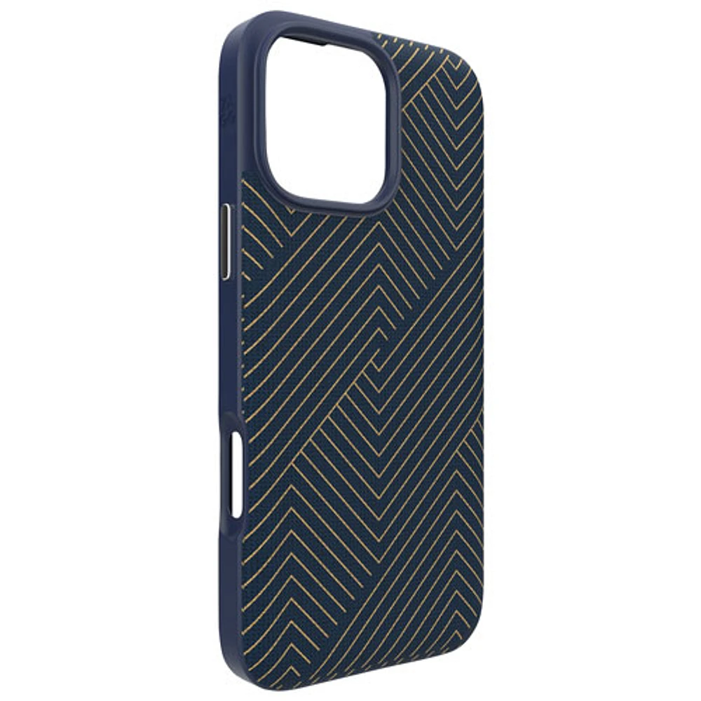 Étui rigide ajusté London Snap de ZAGG avec MagSafe pour iPhone 16 Pro Max - Bleu marine/Doré