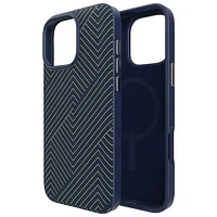 Étui rigide ajusté London Snap de ZAGG avec MagSafe pour iPhone 16 Pro Max - Bleu marine/Doré