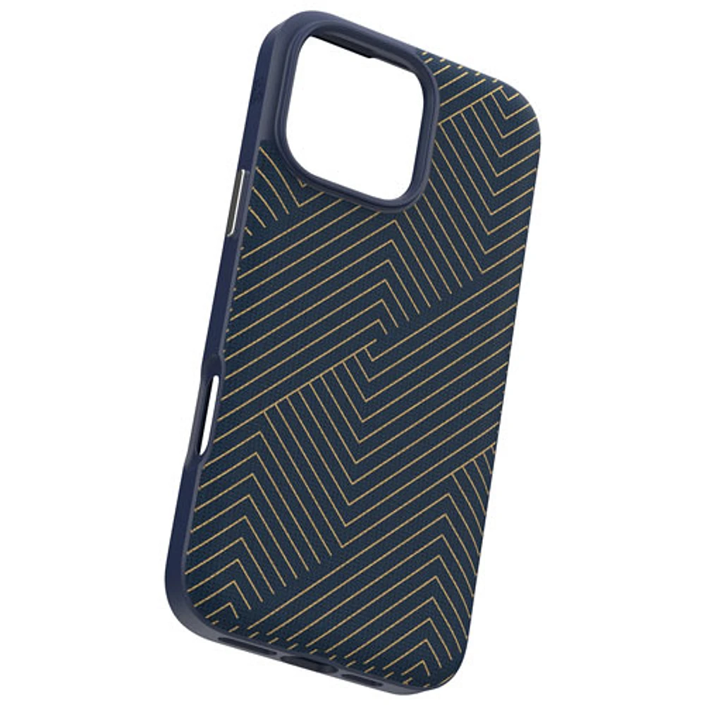 Étui rigide ajusté London Snap de ZAGG avec MagSafe pour iPhone 16 Pro Max - Bleu marine/Doré