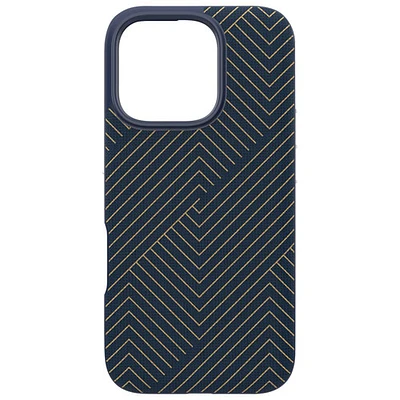 Étui rigide ajusté London Snap de ZAGG avec MagSafe pour iPhone 16 Pro - Bleu marine/Doré