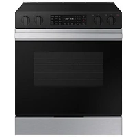Boîte ouverte - Cuisinière électrique à 5 éléments avec ventilateur à convection de 6,3 pi³ 30 po de Samsung (NSE6DG8310SRAC) - Acier inoxydable - Endommagé