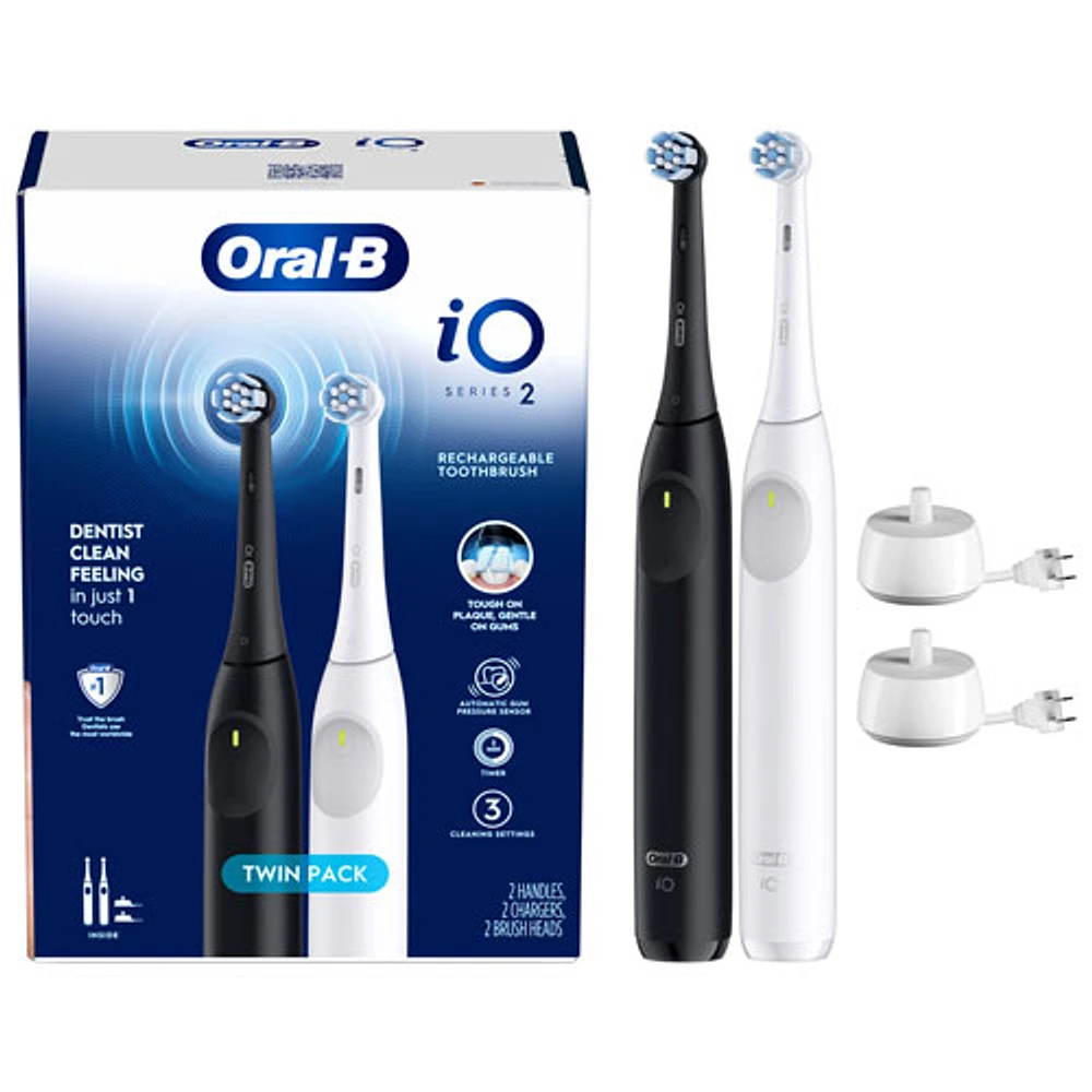 Deux brosses à dents électriques rechargeables iO Series 2 d'Oral-B - Noir/Blanc