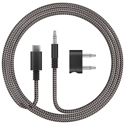 Adaptateur d'avion avec câble tissé USB-C à auxiliaire OnTrac de Dyson - Noir