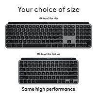 Logitech MX Keys S Bluetooth Full Size Keyboard for iPad/Mac - Space Grey - English