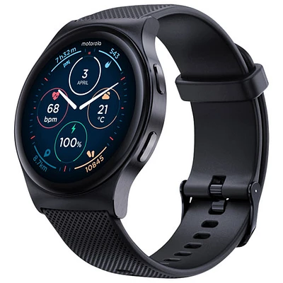 Montre intelligente Moto Watch 120 de 45mm de Motorola avec moniteur de fréquence cardiaque - Noir
