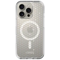 Étui rigide ajusté Signature Honeycomb d'E-Artistry avec MagSafe pour iPhone 16 Pro - Transparent/Doré/Blanc