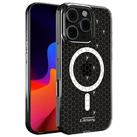 Étui rigide ajusté Signature Honeycomb d'E-Artistry avec MagSafe pour iPhone 16 Pro - Transparent/Doré/Blanc
