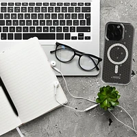 Étui rigide ajusté Signature Honeycomb d'E-Artistry avec MagSafe pour iPhone 16 Pro - Transparent/Doré/Blanc